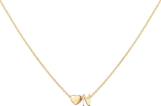 Initial Heart Necklace 18K Gold Plated Stainless Steel Tiny Heart Letter Necklace Personalized Monogram Name Necklace for Women